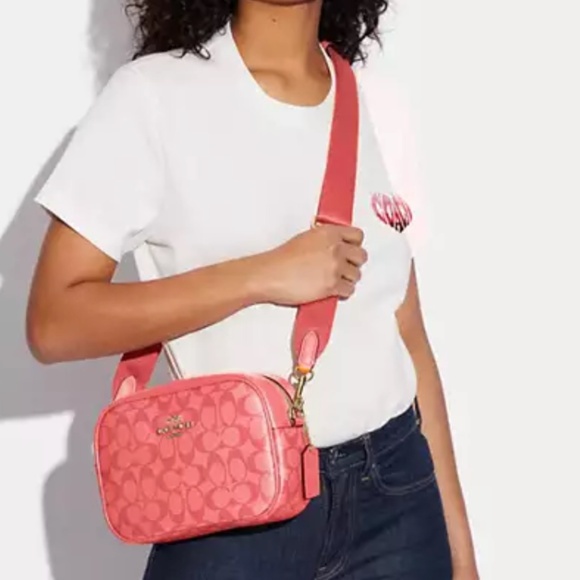 Coach Jamie Camera Bag in Pink Lemonade Blocked Signature Canvas (NWT) - Picture 10 of 13